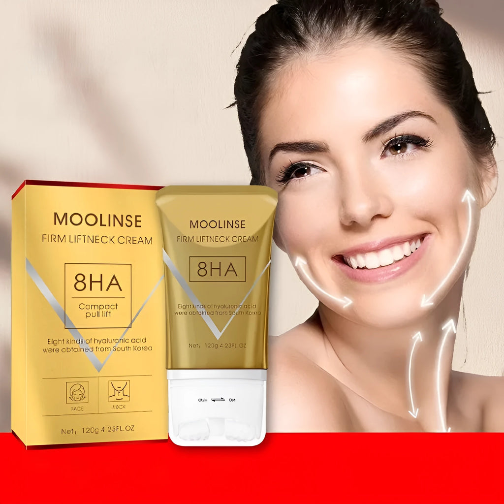 Neck cream tube with integrated roller massage applicator for dry skin hydration