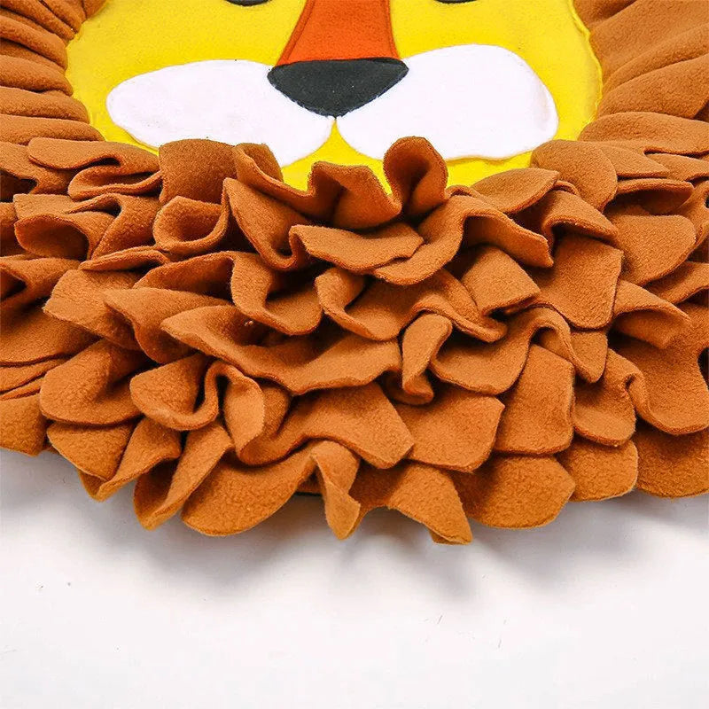 Brown lion design sniffing pad pet toy for dogs and cats, 33cm long
