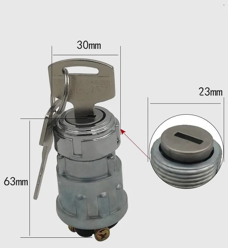 Pure copper vehicle ignition switch with key for trucks and forklifts