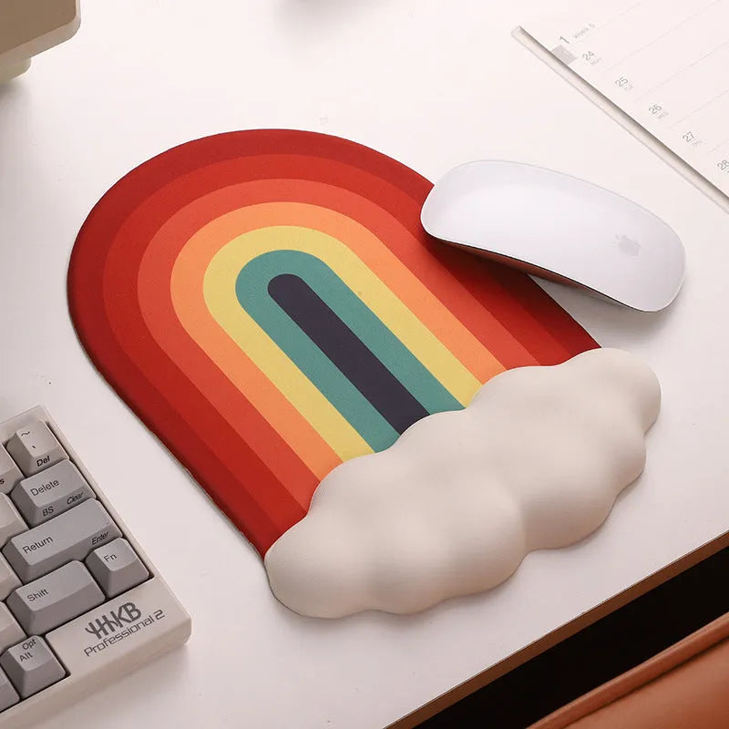 Silicone mouse pad and keyboard wrist rest set with pastoral cloud design in choice of colours