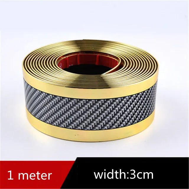 Carbon fibre pattern car door sill protective sticker 1 metre by 3 centimetres in five colours