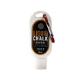 Hook bottle of magnesium carbonate anti-slip powder for rock climbing and sports.