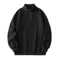 Men's stand-collar fleece sweatshirt in army green with long sleeves, front view