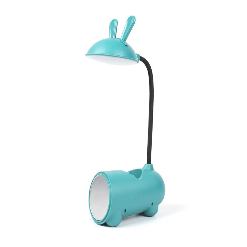 Cartoon-style USB desk lamp with pen container in modern simplicity design
