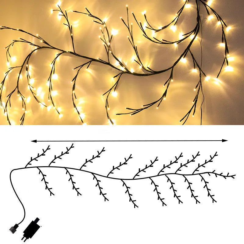 Warm white LED rattan decorative light string with PVC shell for room lighting