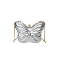 Women's cute butterfly chain crossbody bag in PU leather with sandwich pocket, available in black, purple, silver