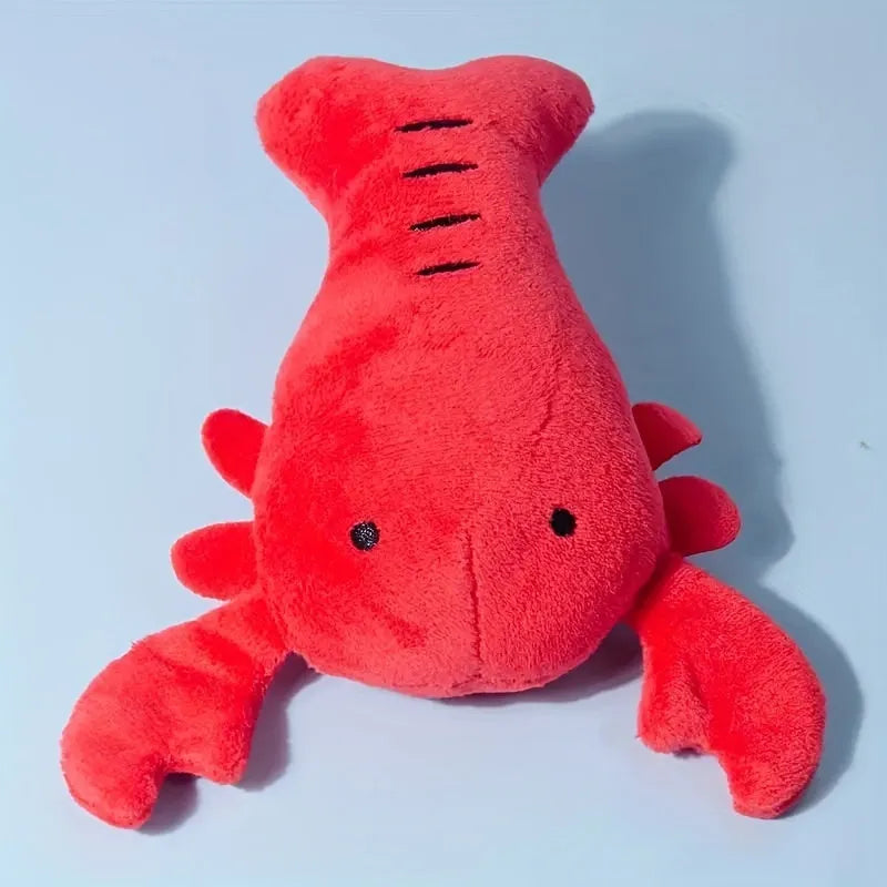 Red squeaky lobster plush dog toy measuring 12.5 cm for small and medium breeds