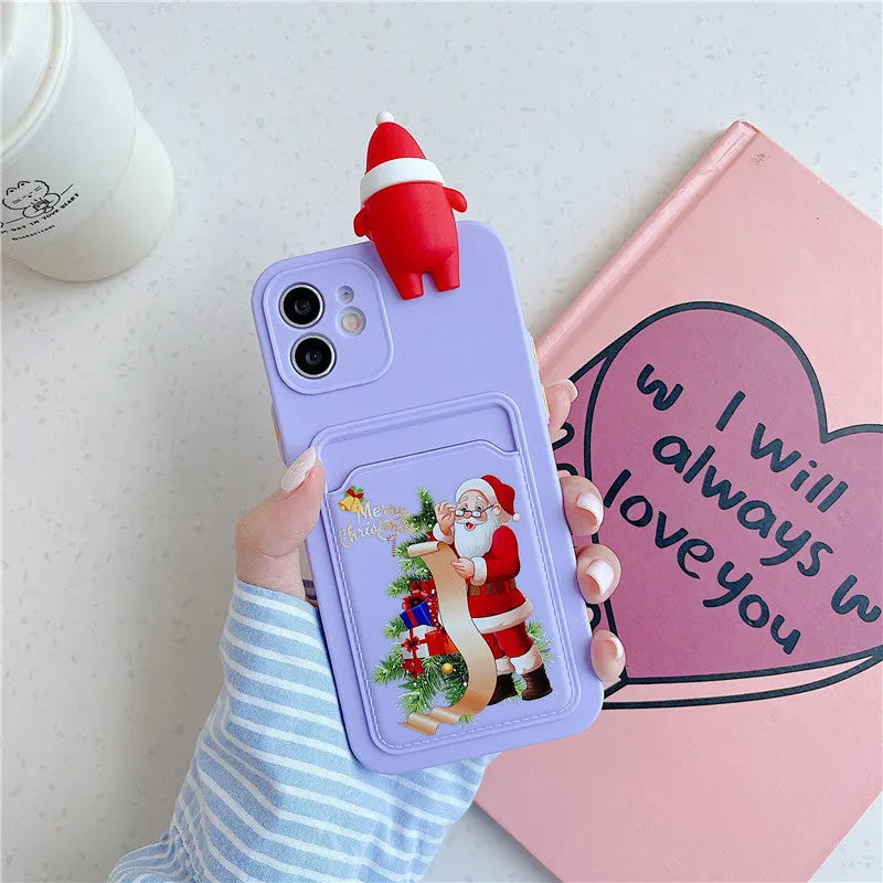 Soft silicone iPhone case with card storage compartment in multiple colour options