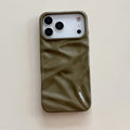 Three-dimensional pleated pattern TPU phone case in green for iPhone, anti-fall and anti-fingerprint