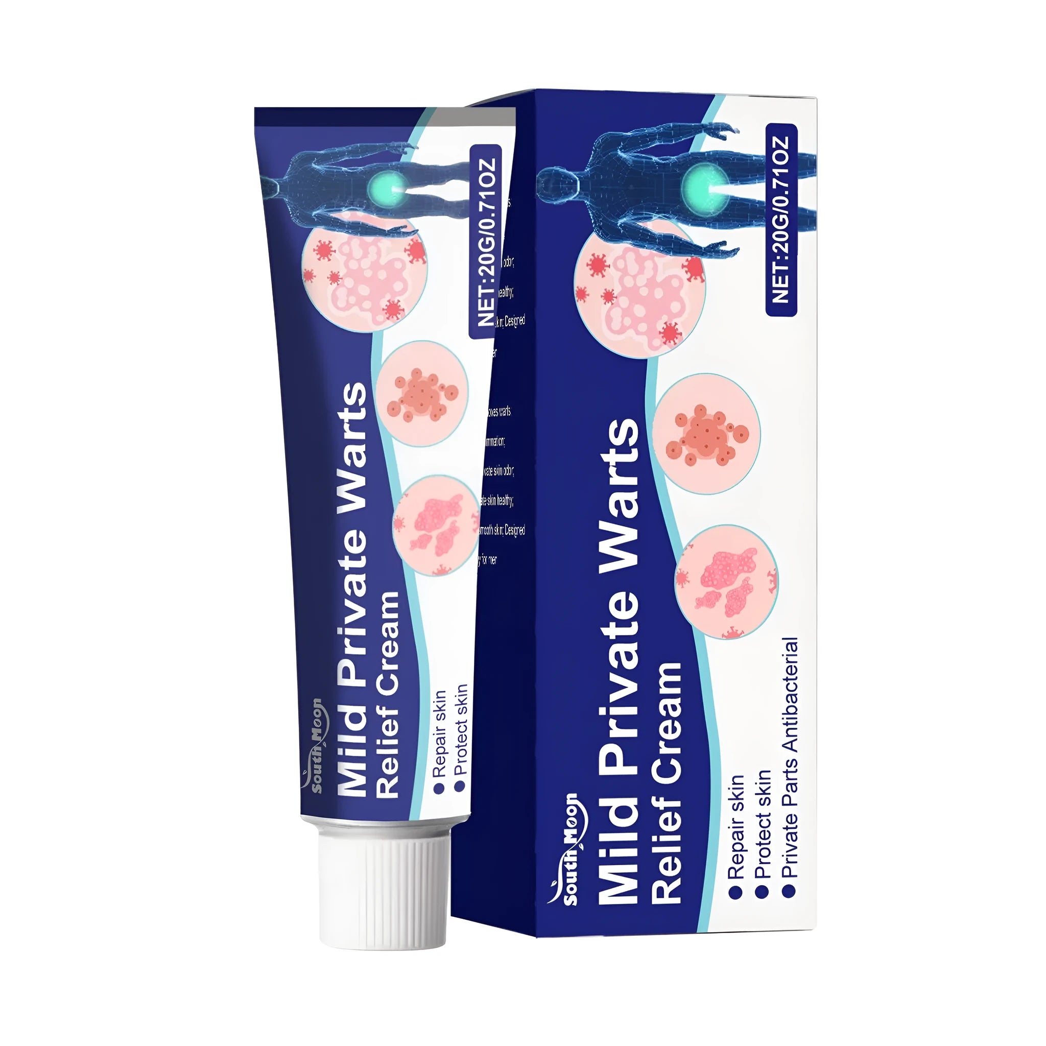 20g tube of wart relief cream with licorice, mint leaf and salicylic acid ingredients