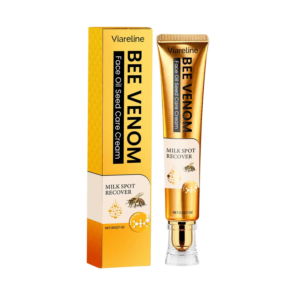 30g jar of hydrating facial and neck cream with bee venom and milk extract.