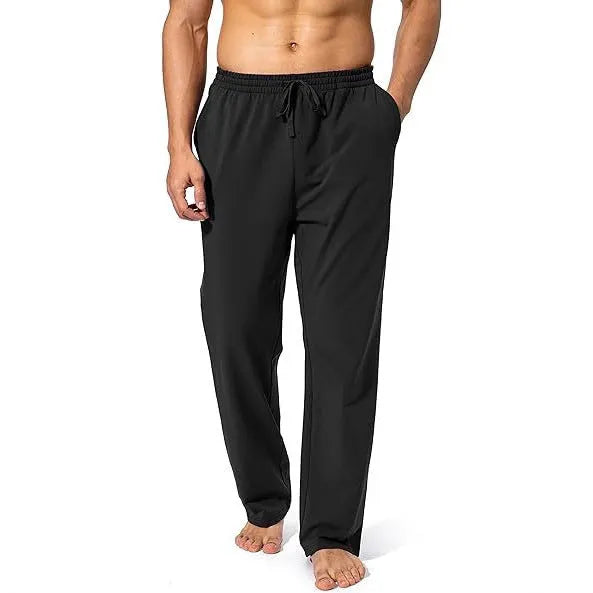 Men's loose fit quick-dry casual trousers in solid colours with mid-waist design