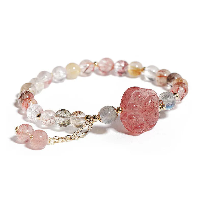 Women's handmade crystal bracelet featuring natural stone with zodiac animal motifs
