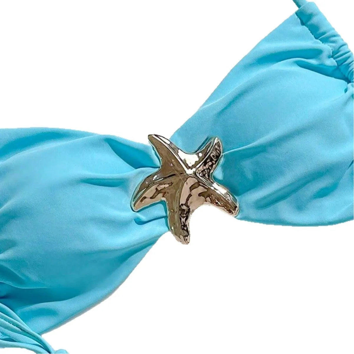 XINGX women's split bikini in solid colour with backless briefs, available in sky blue, black, or brown for swimming and wading.