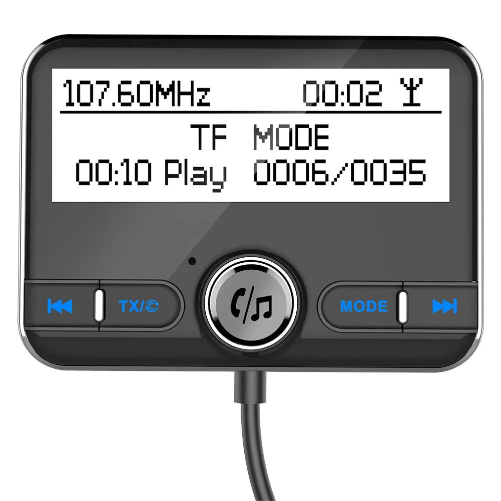 2.4 inch car DAB digital radio adapter with LCD screen and black ABS plastic casing on a car dashboard