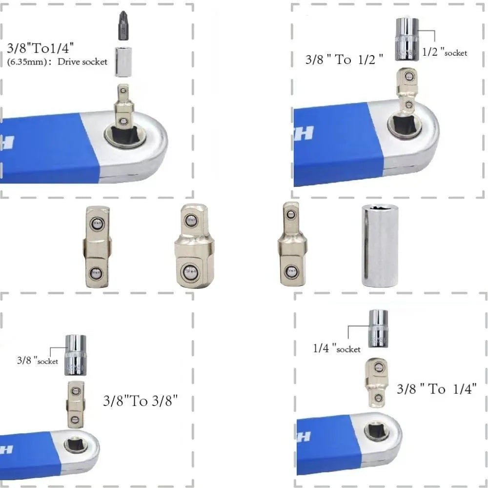 Multi-function lengthened stainless steel wrench set 4 pieces with ratchet handle for machine and car repair