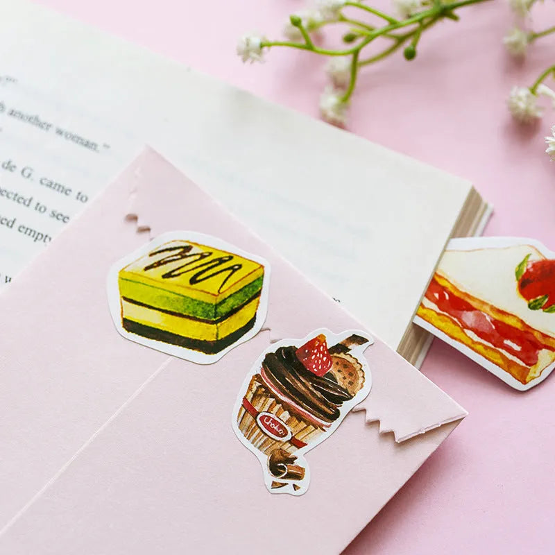 Yuxian hand ledger sticker box of 50 sweetheart cake shaped printed stickers in cute style