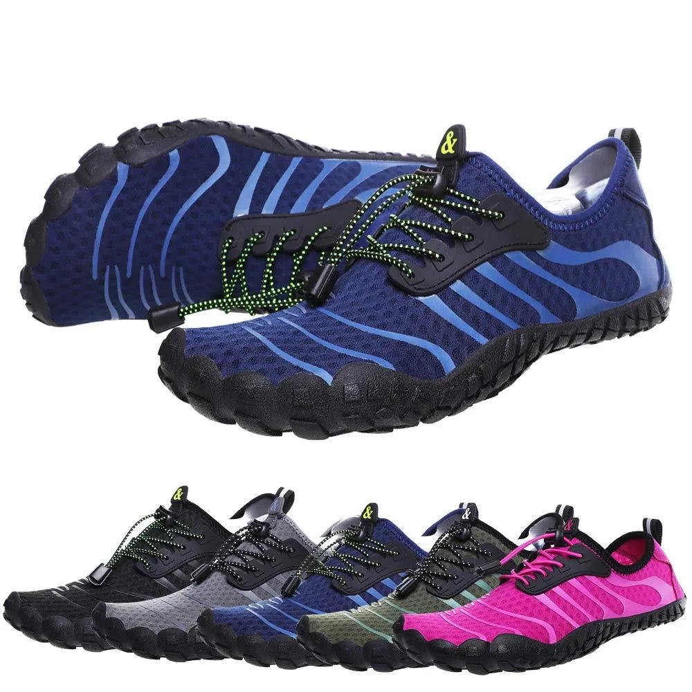 Unisex upstream wading shoes with non-slip rubber outsole and mesh upper in Army Green