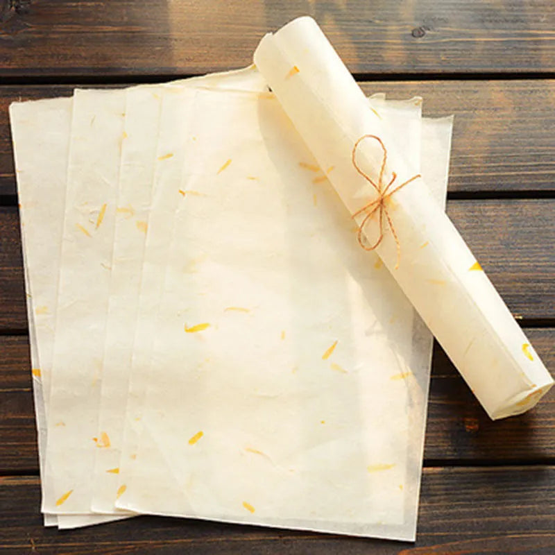 Traditional Chinese painting paper set with floral patterns in four colour variations