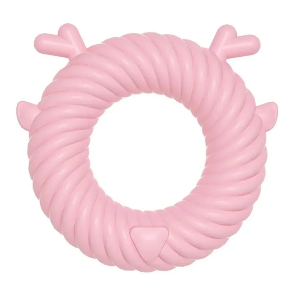 Deer-shaped dog chew toy in light blue with spiral groove teeth cleaning design