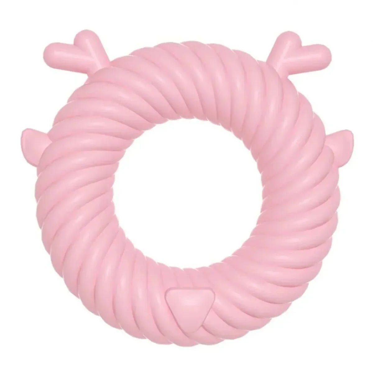 Deer-shaped dog chew toy in light blue with spiral groove teeth cleaning design