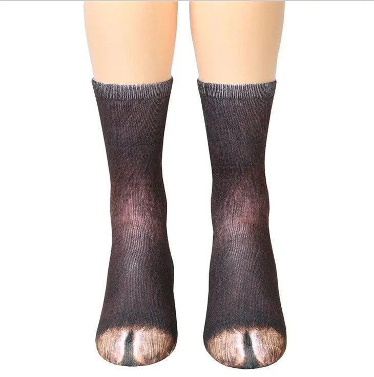3D animal paw socks with cat claws pattern, unisex long nylon socks, 35cm length, moisture wicking and anti-slip