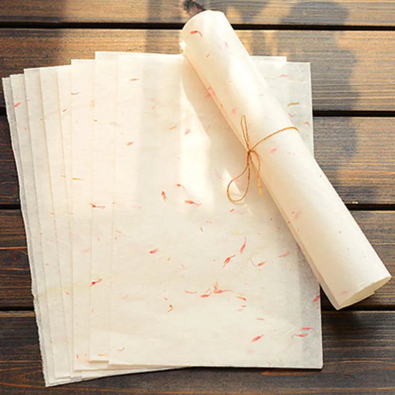 Traditional Chinese painting paper set with floral patterns in four colour variations