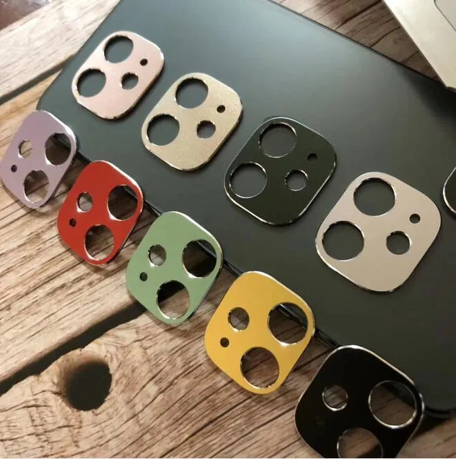 Metal camera lens protection ring for Apple iPhone 11 and iPhone 11 Pro models.