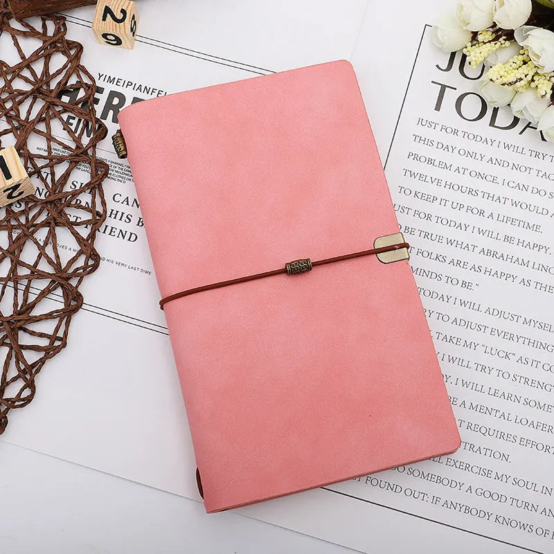 A6 diary notebook with imitation leather cowhide rope textured cover showing grey colour option