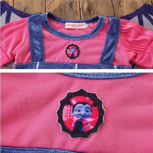 Blue cotton Halloween princess dress for young children with short sleeves and princess detailing