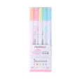 Set of five double-head gel pens with highlighter and writing tips in yellow, pink, green, blue, and orange colours