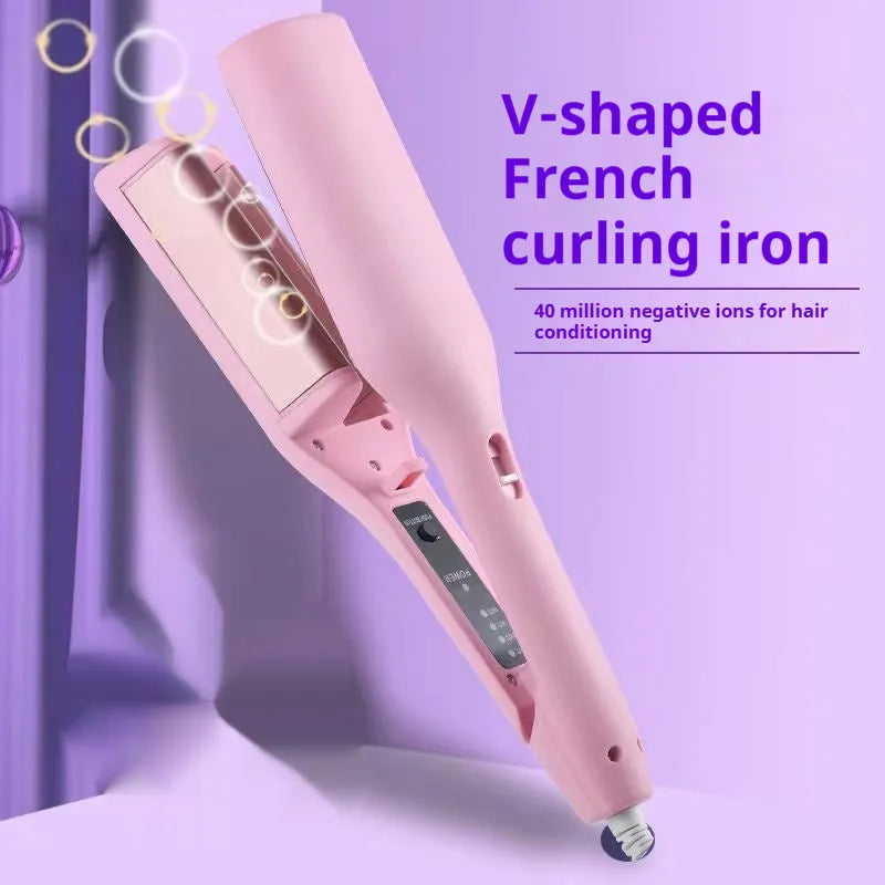 Egg hair curler water ripple large roll wave splint negative ion curling iron in pink wired 40W