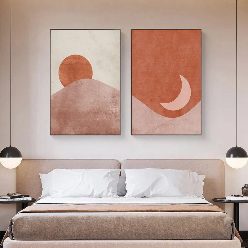 Pink abstract canvas art micro-jet painting with PS foam and aluminium alloy frame for living room wall decor