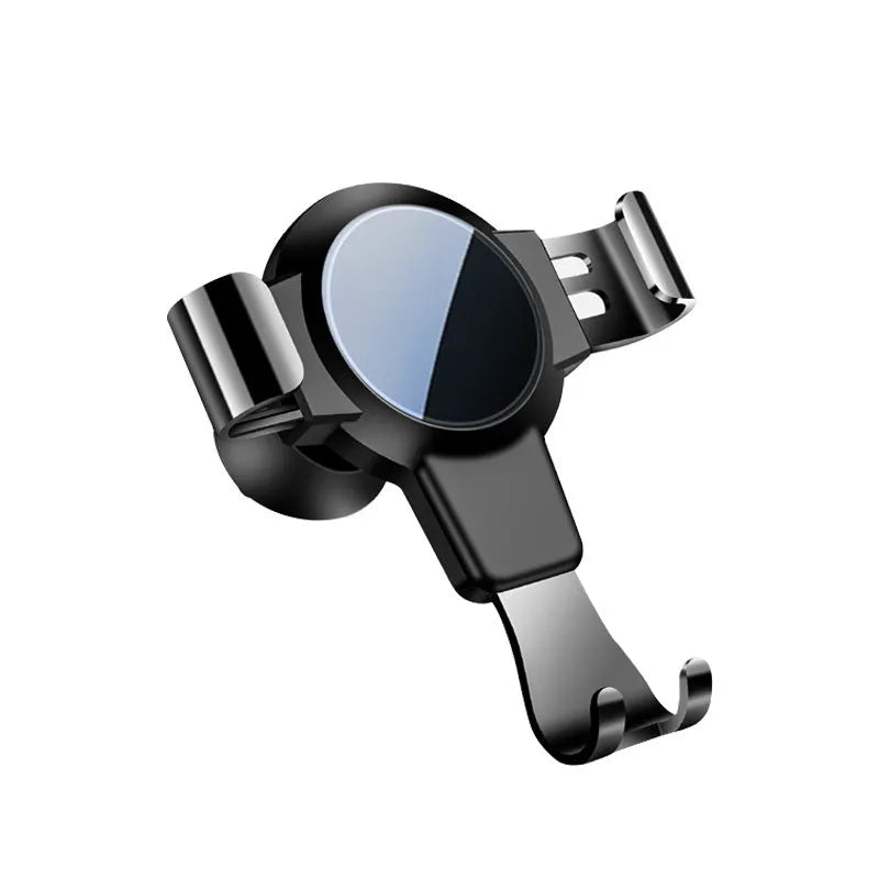 Black mirror-finish S4 ABS car air vent phone holder gripping a mobile phone