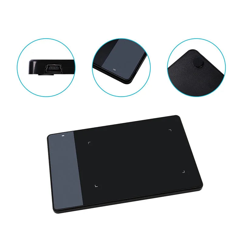 HUION 420 black electronic drawing board with USB cable, compact graphics tablet