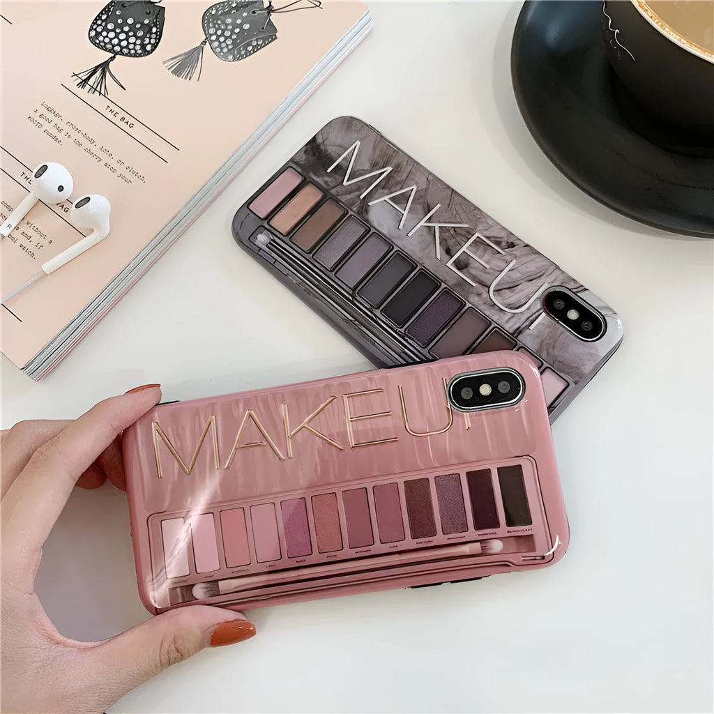 Flesh and grey silicone Eye Shadow phone case for various iPhone models.
