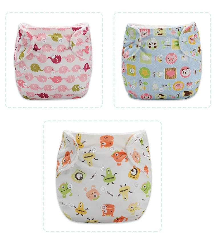 Baby cloth diaper pants in cartoon print, polyester fibre reusable nappy cover for 0-3 years