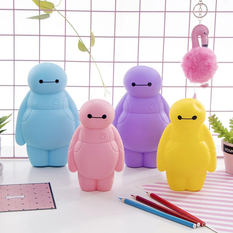 Large capacity silicone pencil case in blue colour with zipper, 20 x 13 cm size