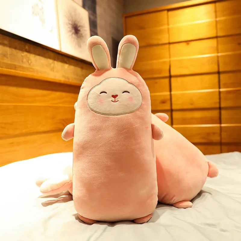 Cherry blossom pink rabbit plush doll with super soft elastic fabric, available in three sizes with different facial expressions