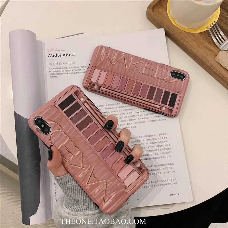 Flesh and grey silicone Eye Shadow phone case for various iPhone models.