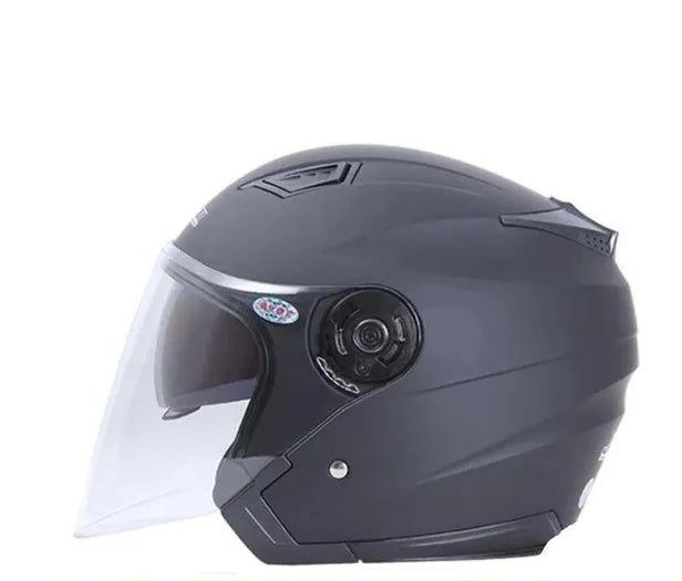 Motorcycle helmet with lightweight plastic shell in black, size L, head circumference 54-61cm