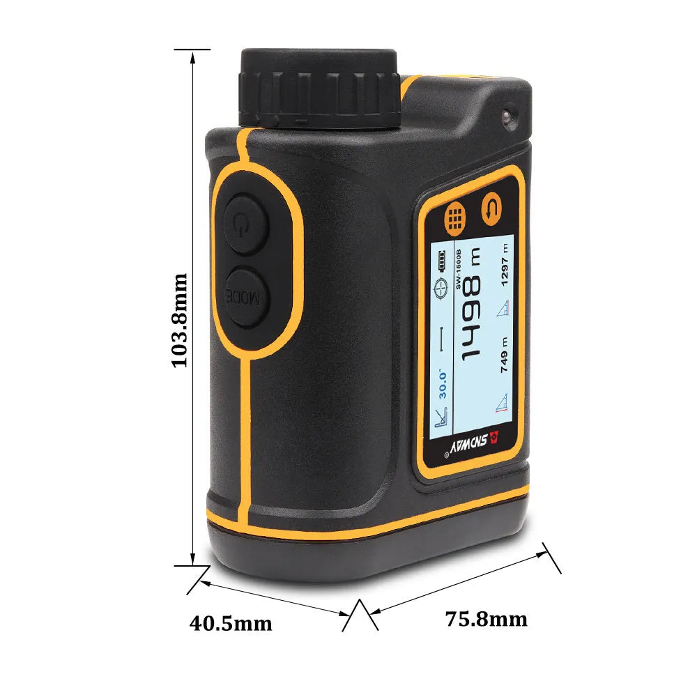Handheld outdoor golf laser rangefinder measuring distance up to 1500 metres