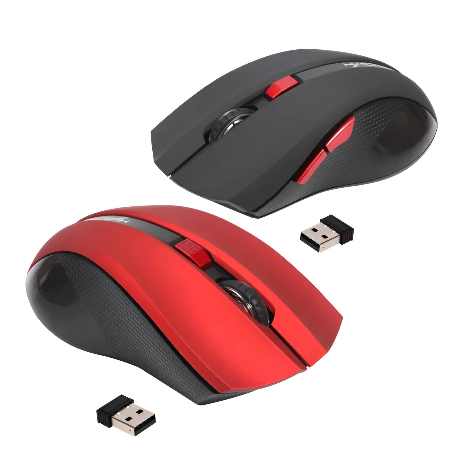 Wireless 2.4G optical mouse in black with ergonomic design and scroll wheel for laptop office use