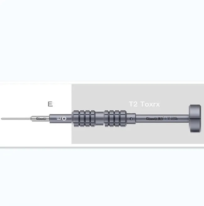 iPhone screwdriver with five bits including T2 triangle cross and aluminium handle