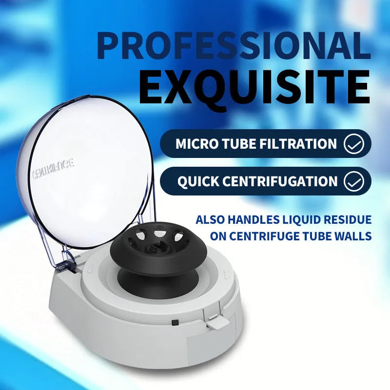 Mini laboratory centrifuge with 7000 rpm speed and compact 157×170×120mm dimensions