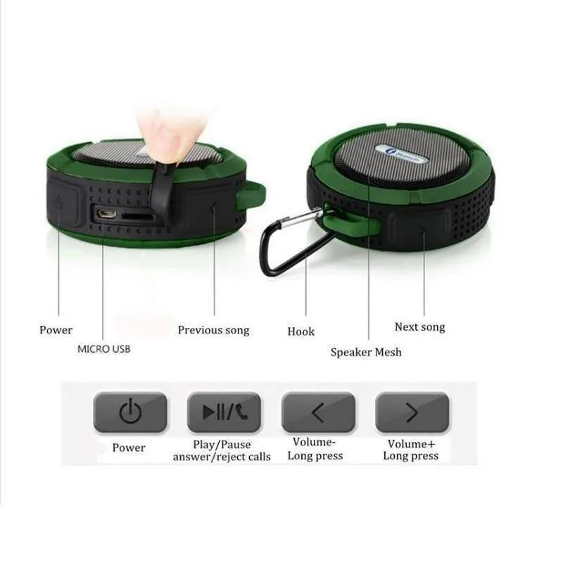 Compact waterproof Bluetooth speaker in six colours with 3W stereo and 500mAh battery