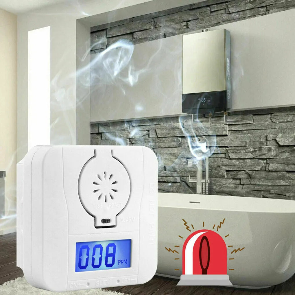 White wireless wall-mounted carbon monoxide alarm for home safety