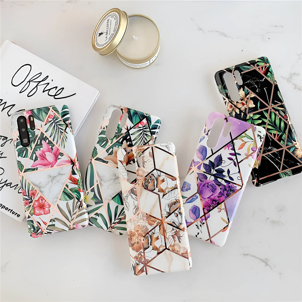 Floral lattice patterned Huawei phone case in various colours