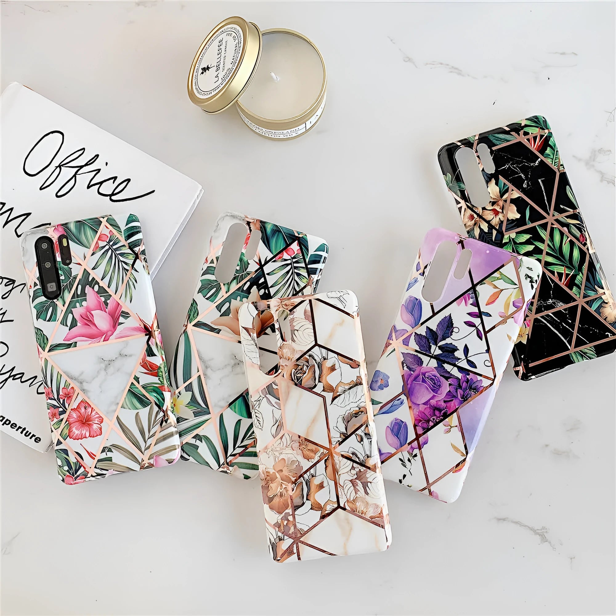 Floral lattice patterned Huawei phone case in various colours