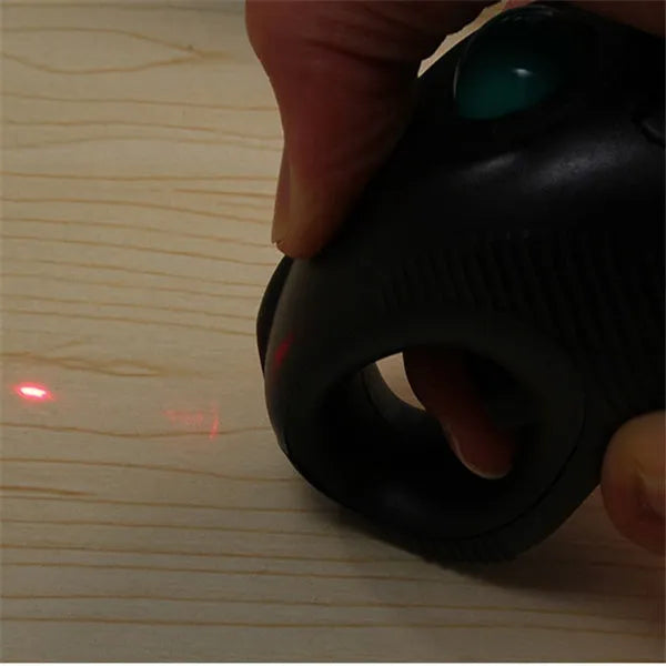 Black wireless trackball mouse with six buttons and ergonomic design